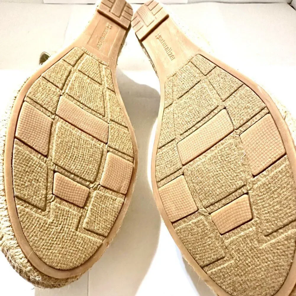 Naturalizer Bina Slingback Espadrille Beige Canvas Wedge Sandals Women's Sz 8 M